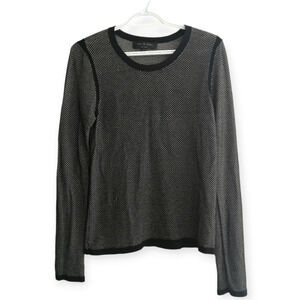 Rag & Bone Mesh Knit Black and White Lightweight Crewneck Sweater Medium